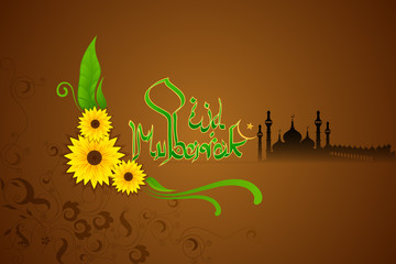 vector illustration of Eid Mubarak background with mosque