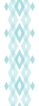 Vector pastel blue fabric ikat diamond vertical seamless pattern
