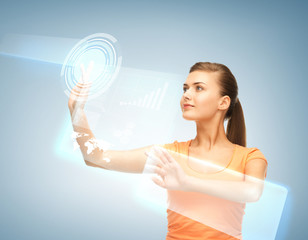 woman working with virtual screen