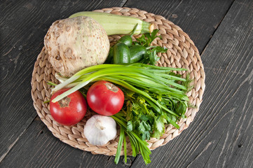 Naklejka na ściany i meble Fresh ingredients for cooking on the table