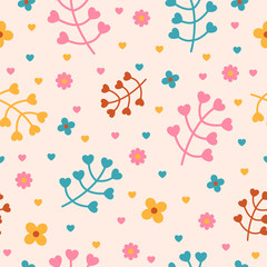 Seamless Vector Pattern with Abstract Nature Elements