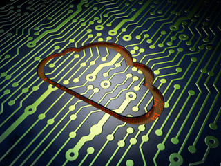 Cloud technology concept: Cloud on circuit board background