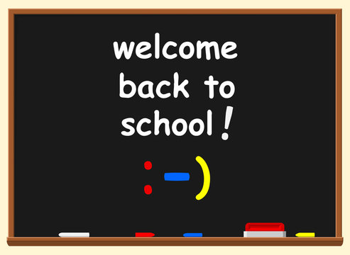 Illustration of a chalkboard with welcome back to school text