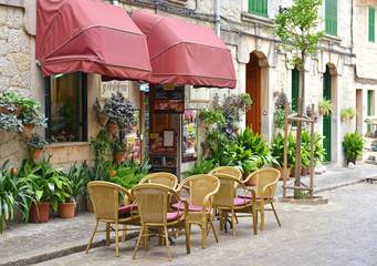 Typical Mediterranean Village with Flower Pots in Facades in Val