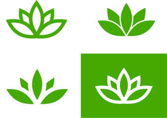 Green lotus set (vector illustration) - obrazy, fototapety, plakaty