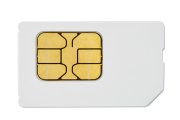 mobile phone sim card isolated on white - obrazy, fototapety, plakaty
