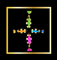 Cross from decorative fish vector design