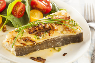 Organic Homemade Grilled Halibut Fish