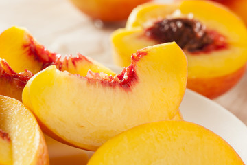 Fototapeta na wymiar Organic Ripe Orange Peaches