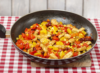 Mexican dish in frying pan