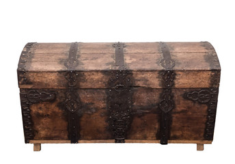 Old wooden chest. Gothic style.