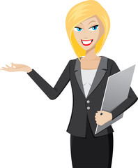 Presentation girl with clipboard