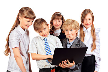 Fototapeta premium kids with laptop