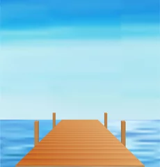 Lichtdoorlatende rolgordijnen Pier Landscape Sea Way vector