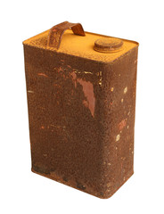 Rusty gallons can isolated on white background