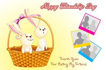 vector illustration of rabbit on Happy Friendship Day