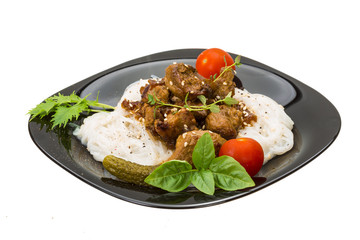 Rice noodles with pork and herbs