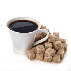 Coffee cup with cube sugar