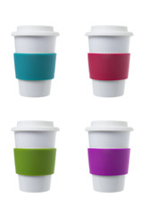 Coffee cup with colorful silicone collar