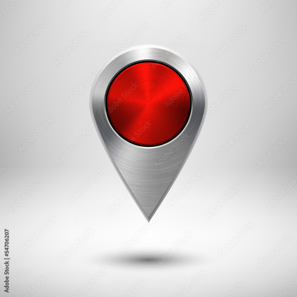 Poster technology map pointer with red metal texture