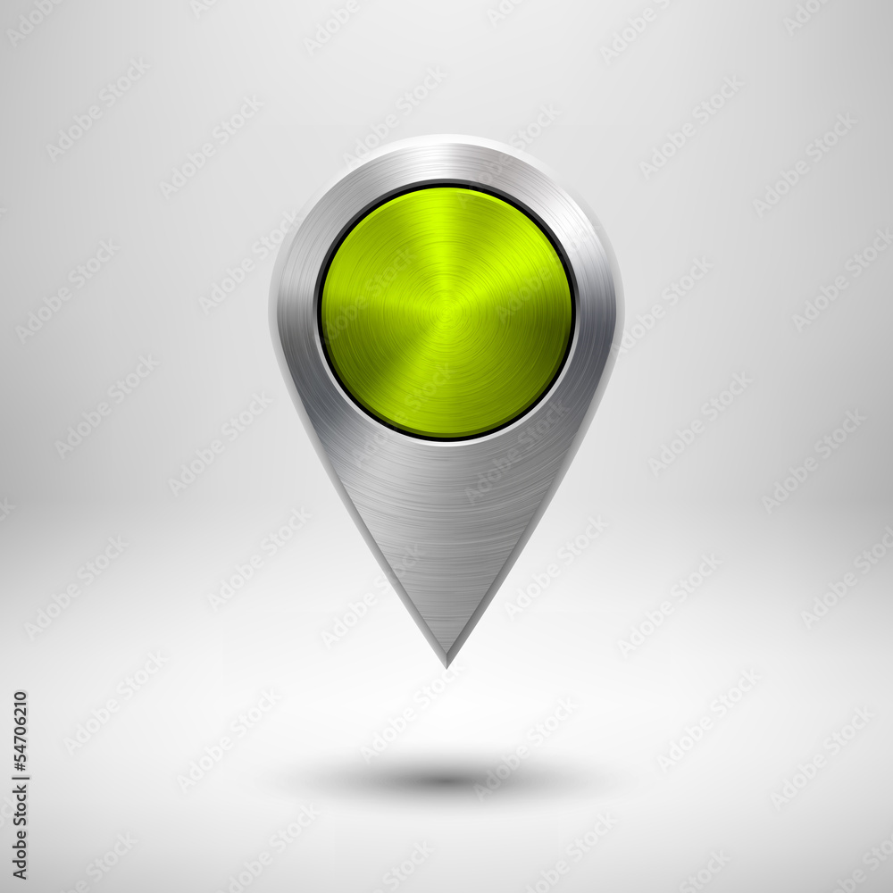 Poster technology map pointer with green metal texture
