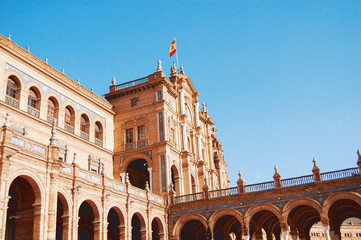 Architecture in the Plaza of Spain in the city of Seville - Spai