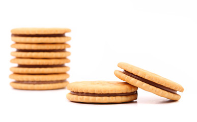 Closeup cookie biscuits with filling