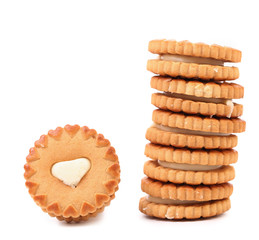 White heart. Cookie biscuits with filling.