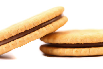 Closeup cookie biscuits with filling