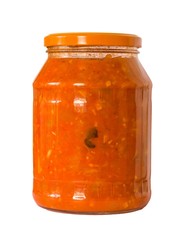 Glass jar with canned vegetables