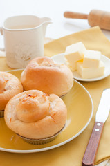 Delicious fresh coconut bun with butter.