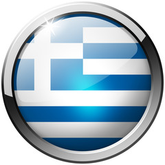 Greece Round Metal Glass realistic isolated button