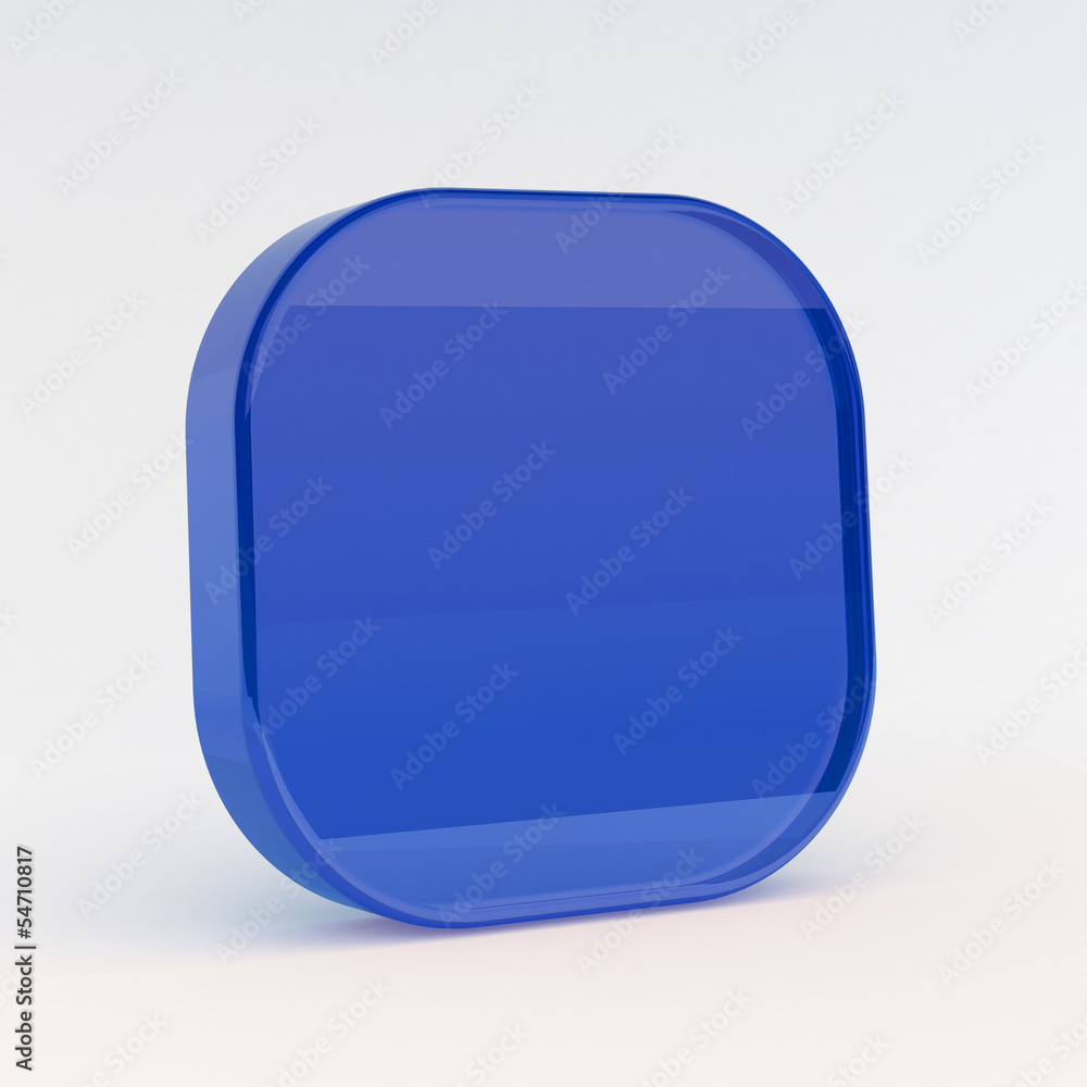 Poster blue button render on white isolated with clipping path