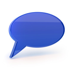 Blue speech bubble isolated on white with clipping path