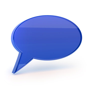 Blue speech bubble isolated on white with clipping path