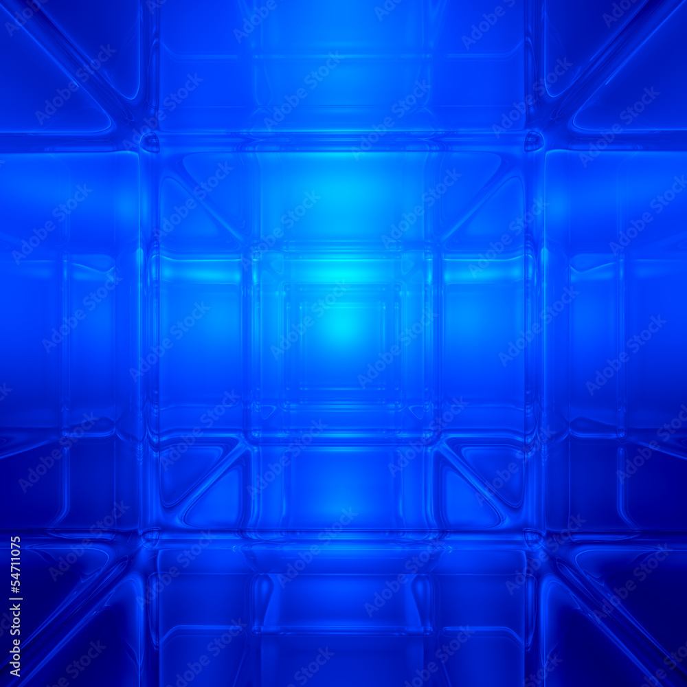 Aufkleber blue abstract 3d space background - computer generated