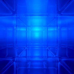 Gordijnen Blue abstract 3D space  background - computer generated © 123dartist