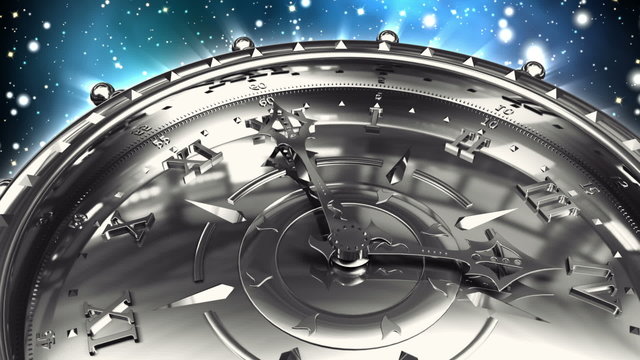 Silver Clock and Spinning Galaxy