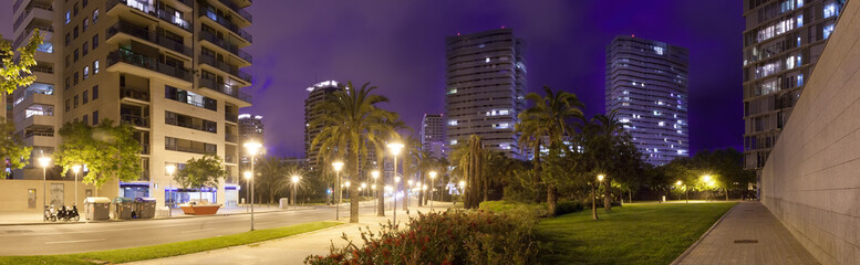 Fototapeta premium Panorama of night city. Barcelona