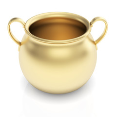 3D render of golden pot isolated with clipping path