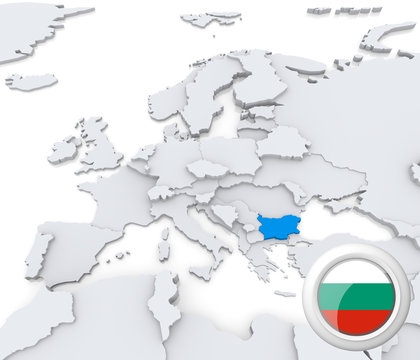 Bulgaria on map of Europe