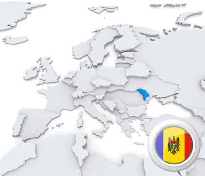 Moldova on map of Europe