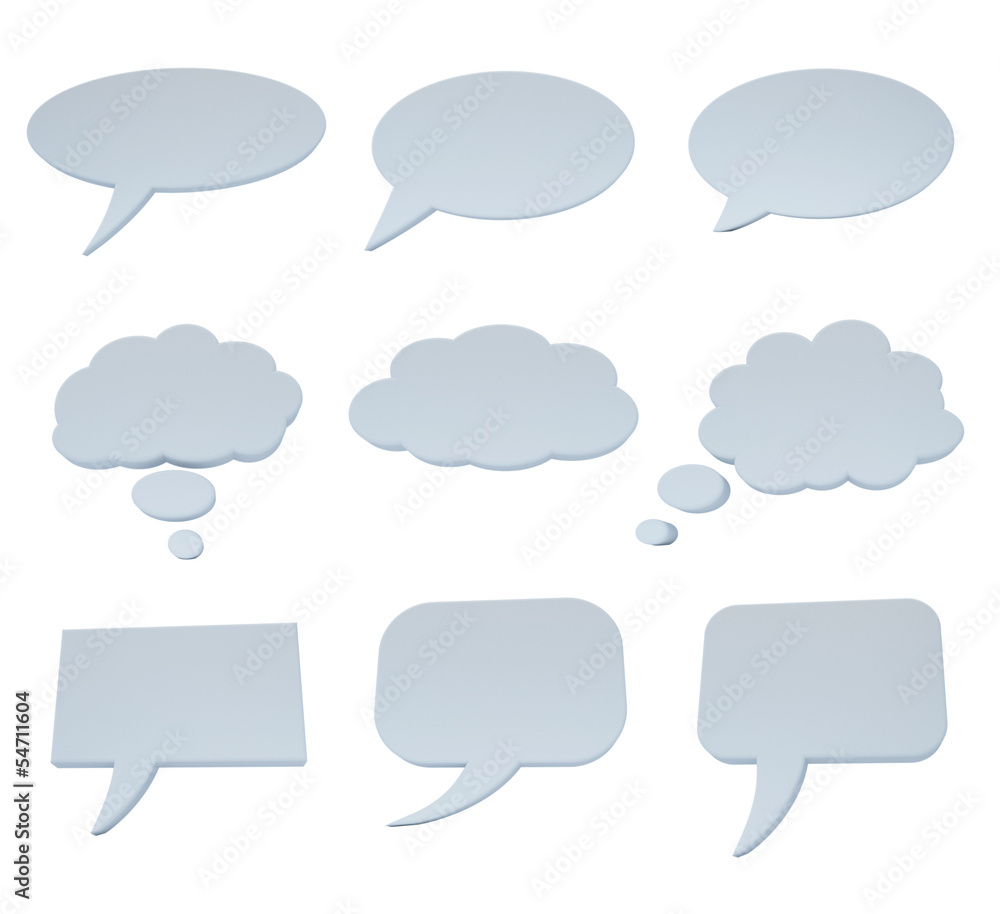Poster speech bubble collection on white isolated with clipping path