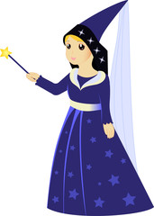 Cartoon fairy sorceress with magic wand