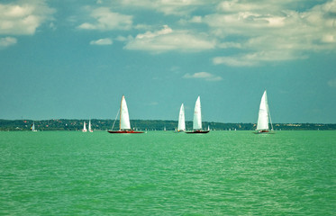 Sailboats on lake Balaton, Hungary