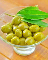 green olives and oil