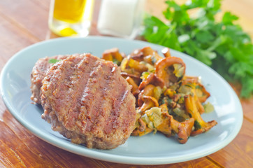 burgers with fried mushrooms