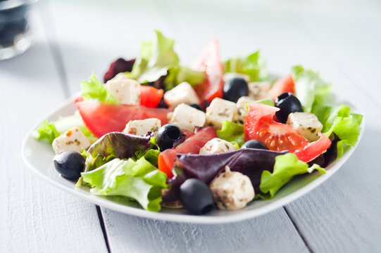 Diet And Healthy Mediterranean Salad