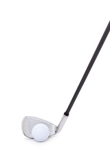A golf club and ball isolated on a white background