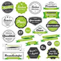 Button Siegel Premium Set Angebot Sale Service Shop Logo grün
